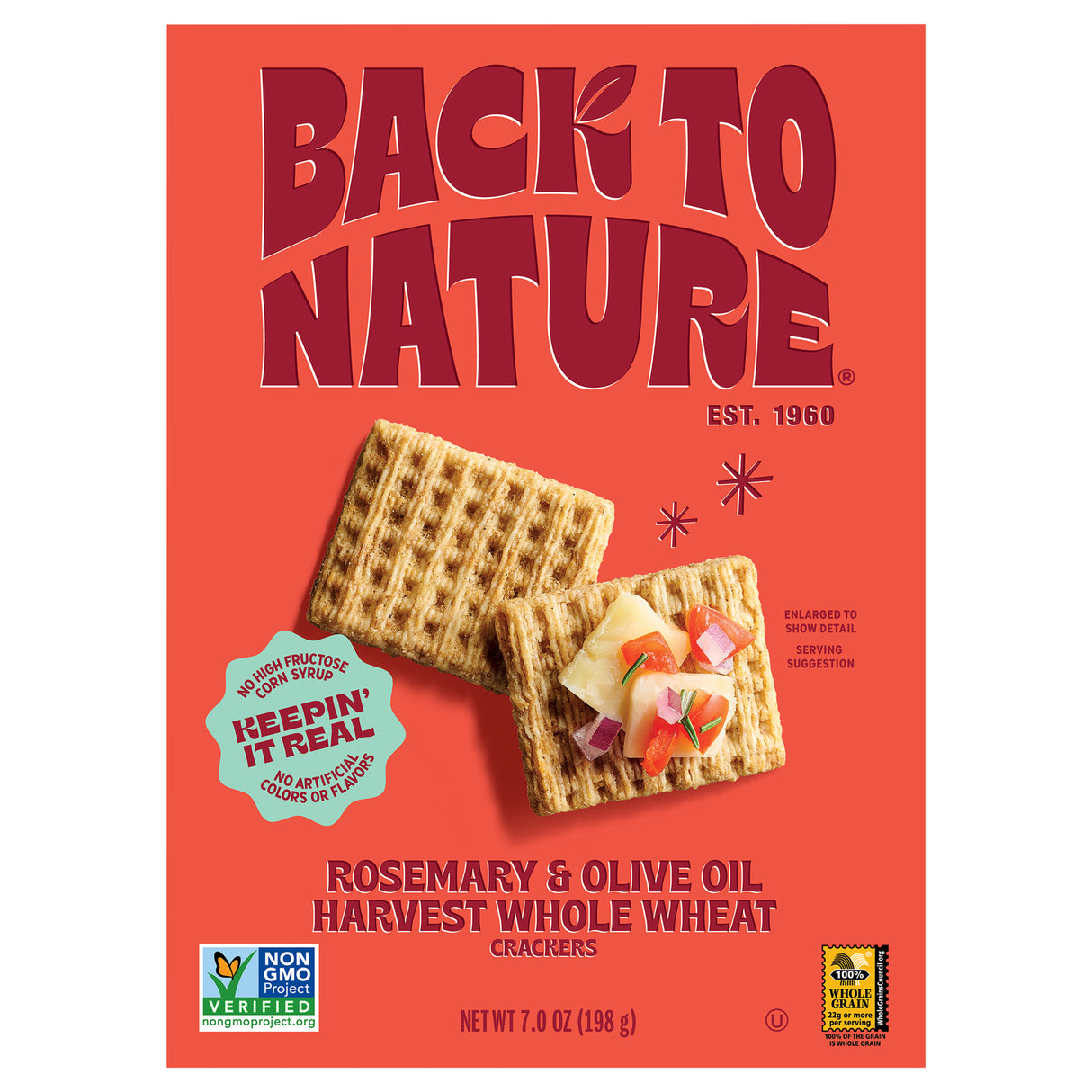 Back to Nature Rosemary Olive Oil Whole Wheat Crackers, 7 oz - 12 Count