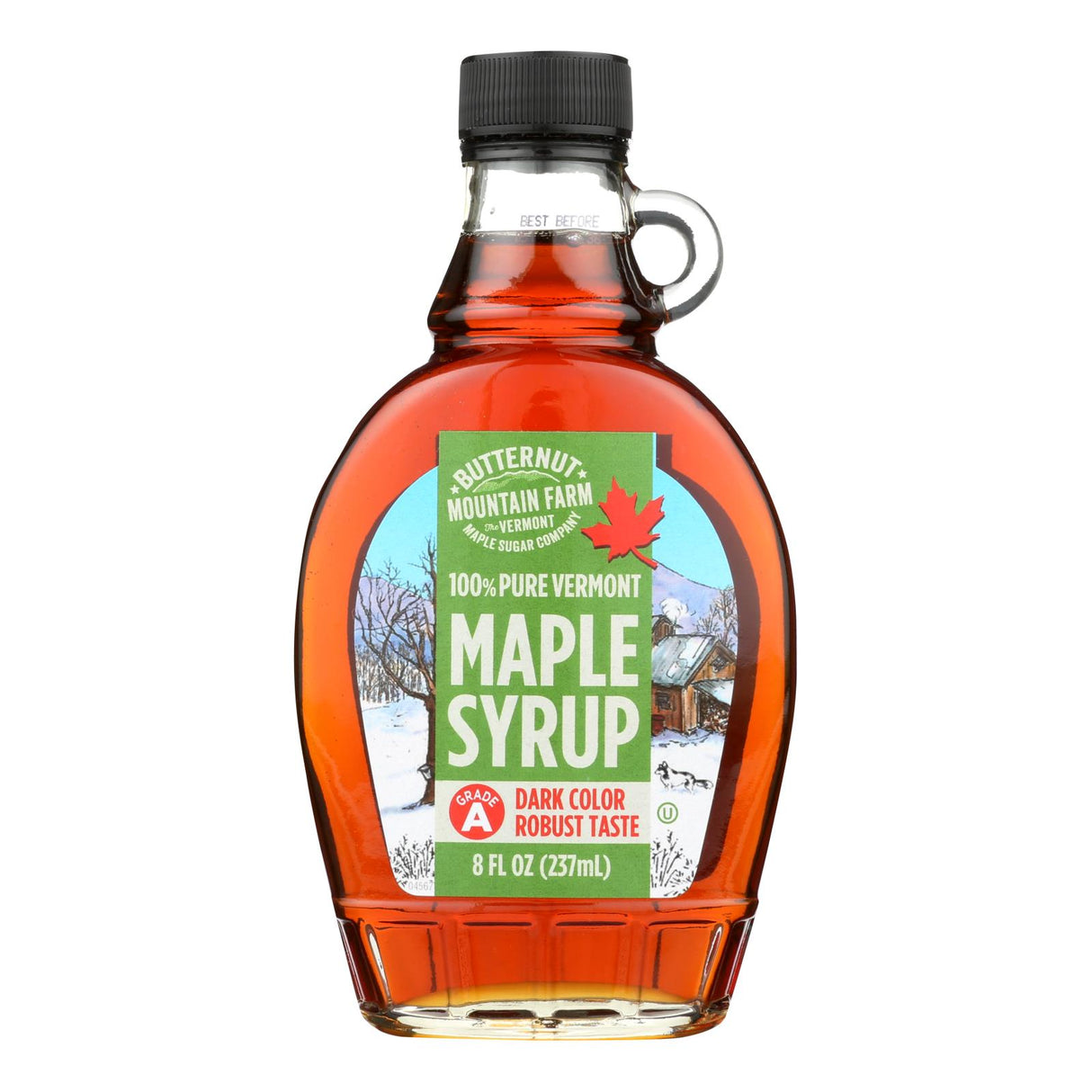 Butternut Mountain Farm Dark Maple Syrup - Grade A - 8 fl oz Glass - 12 Count Case