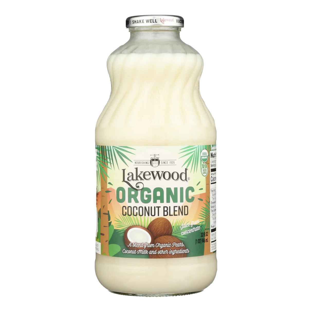 Lakewood Organic Coconut Juice Blend - 32 Fl Oz Bottle, Pack of 6