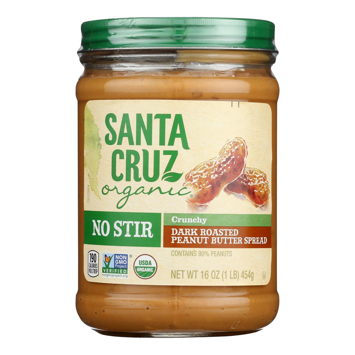 Santa Cruz Organic Crunchy Peanut Butter, No Stir, 16 oz (Pack of 12)