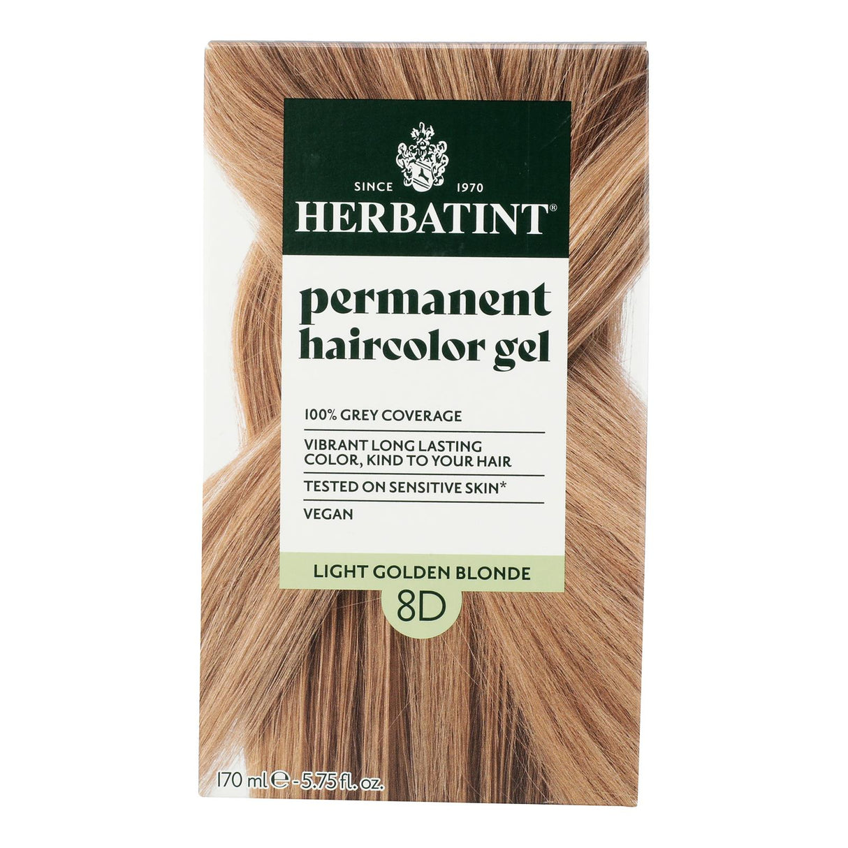 Herbatint 8D Light Golden Blonde Hair Color - Natural Permanent Dye - 5.75 fl oz