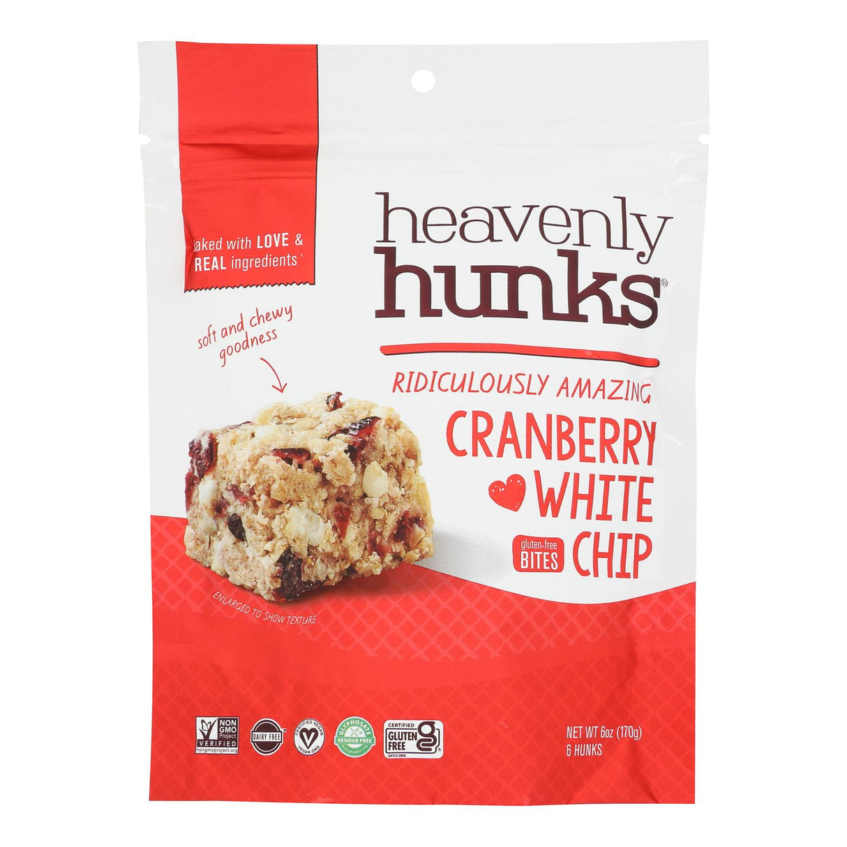 Heavenly Hunks White Chocolate Cranberry Cookies, 6 oz Pack of 6