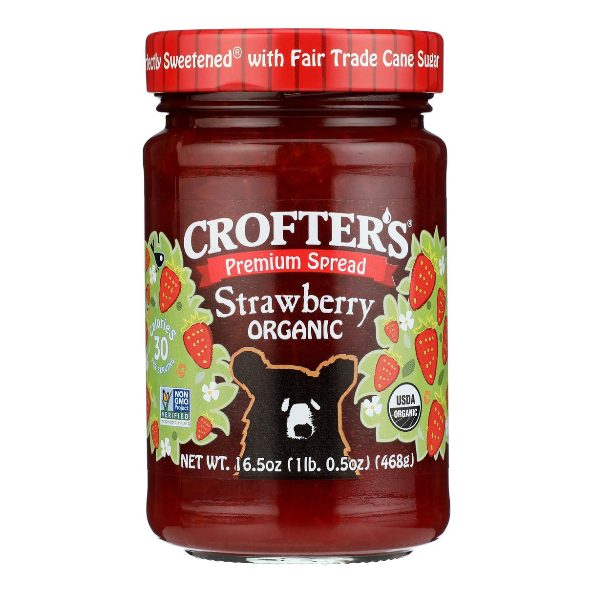 Crofters Organic Strawberry Fruit Spread, Premium Quality, 16.5 Oz - 6 Pack