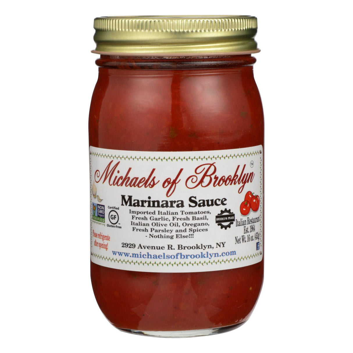 Michael's Of Brooklyn Marinara Sauce - 16 Oz, Pack of 6 - Authentic Italian Tomato Sauce