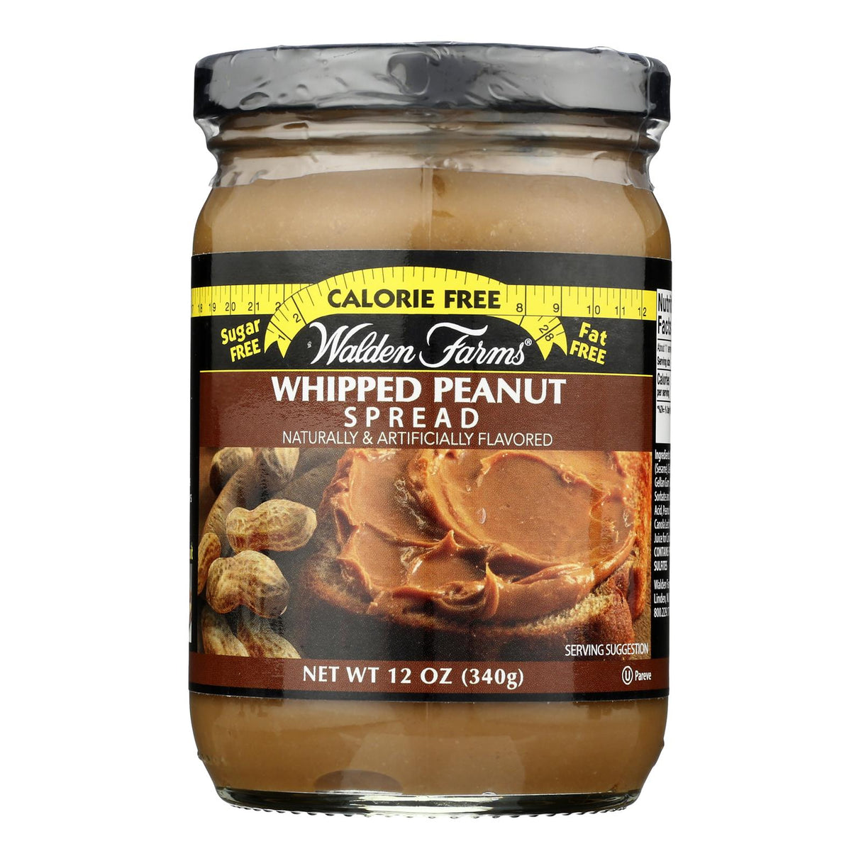 Walden Farms Creamy Peanut Spread, Sugar-Free, 12 oz (Pack of 6)