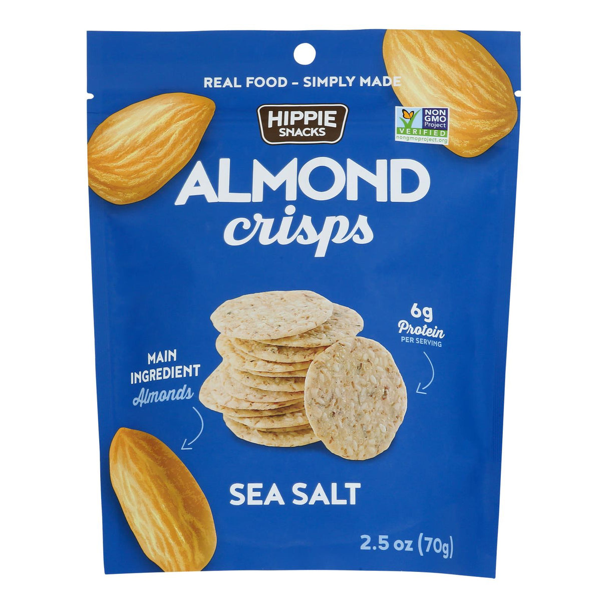 Hippie Snacks Almond Crisps Sea Salt: Delicious Keto Crisps | 8-2.5 Oz