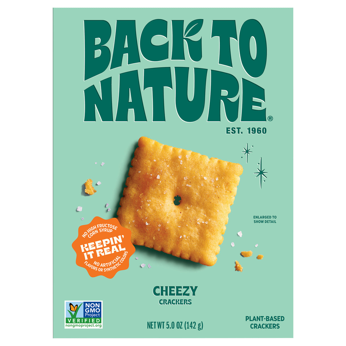 Back To Nature Cheezy Square Crackers, 6 Packs of 5 Oz Each
