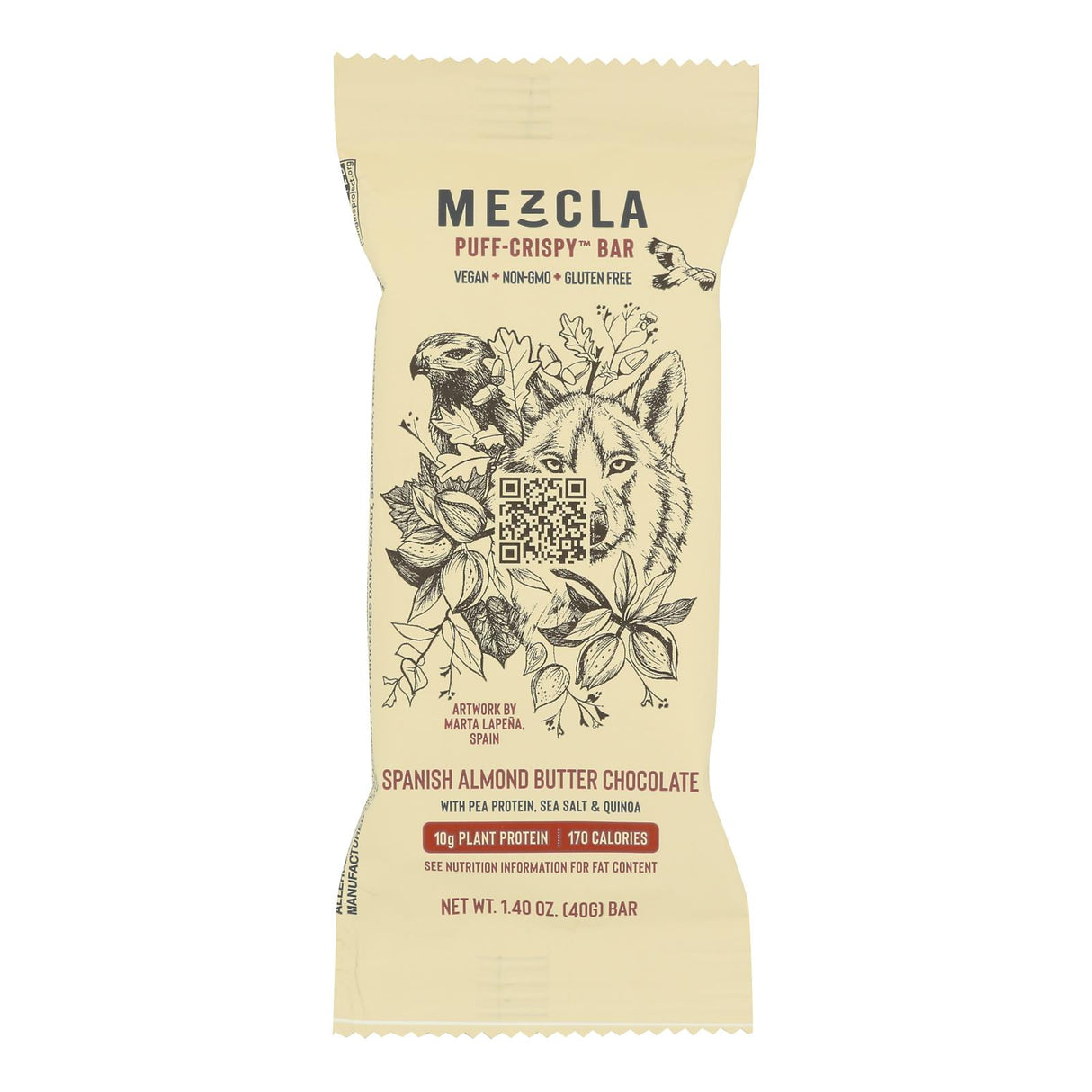 Mezcla Spanish Bar Chocolate - 1.4 Oz - Pack of 12 - Almond Butter Protein Snack