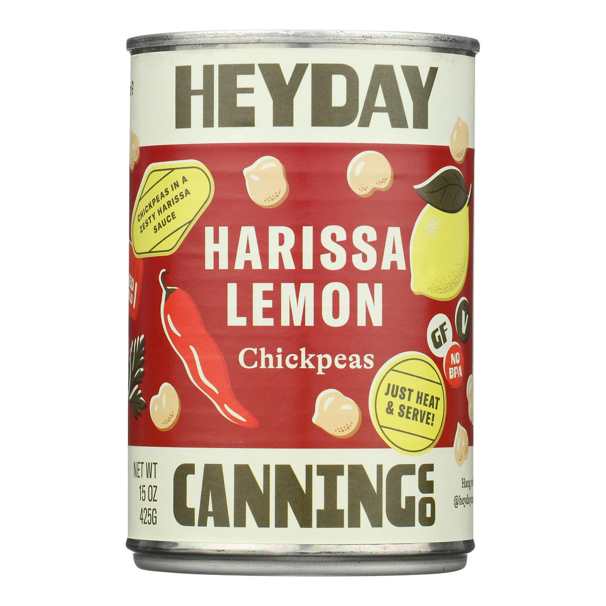 Heyday Chickpeas: Harissa Lemon - 12 x 15 oz | Gourmet Canned Beans