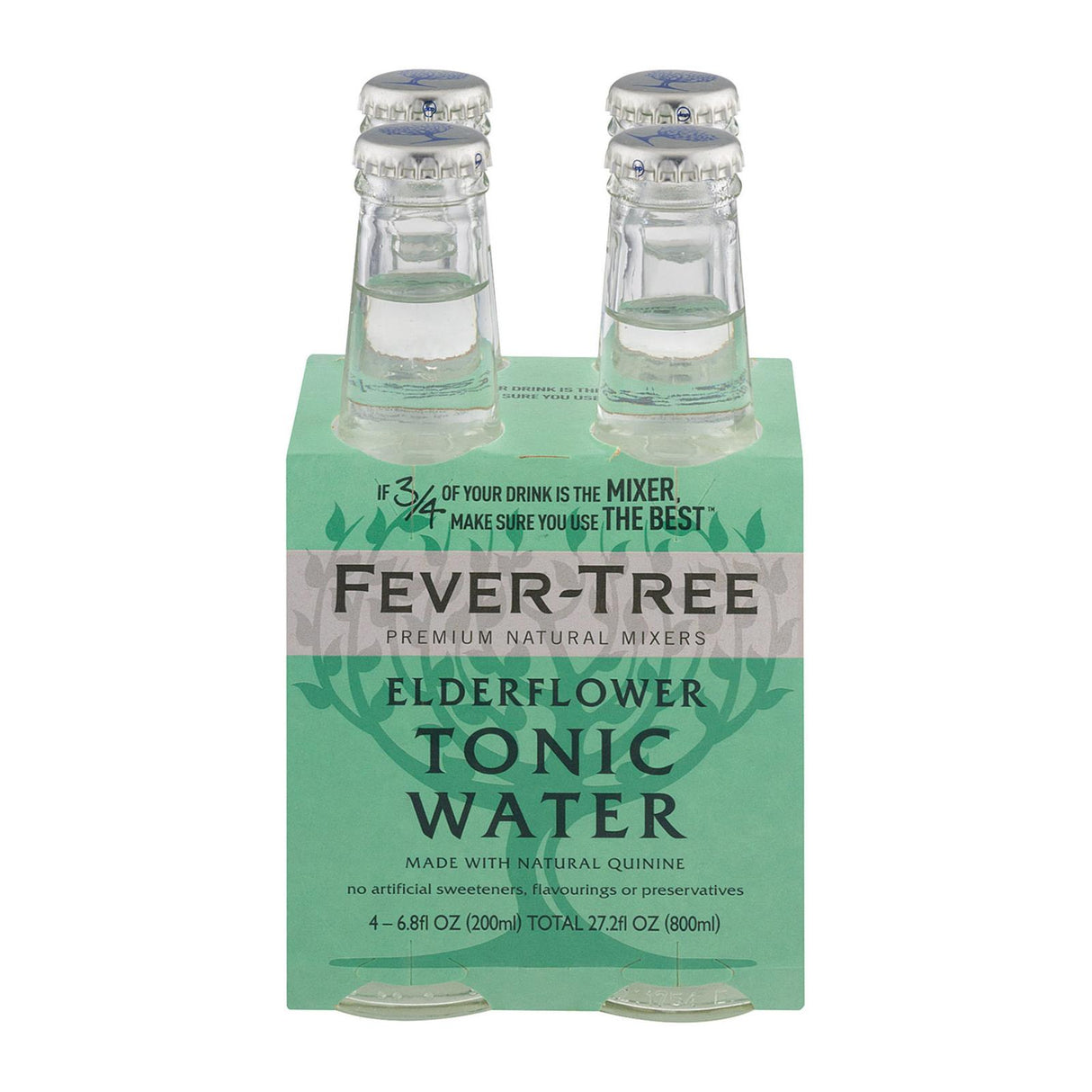 Fever-Tree Elderflower Tonic Water, Premium Mixer, 6 x 6.8 Fl Oz Glass