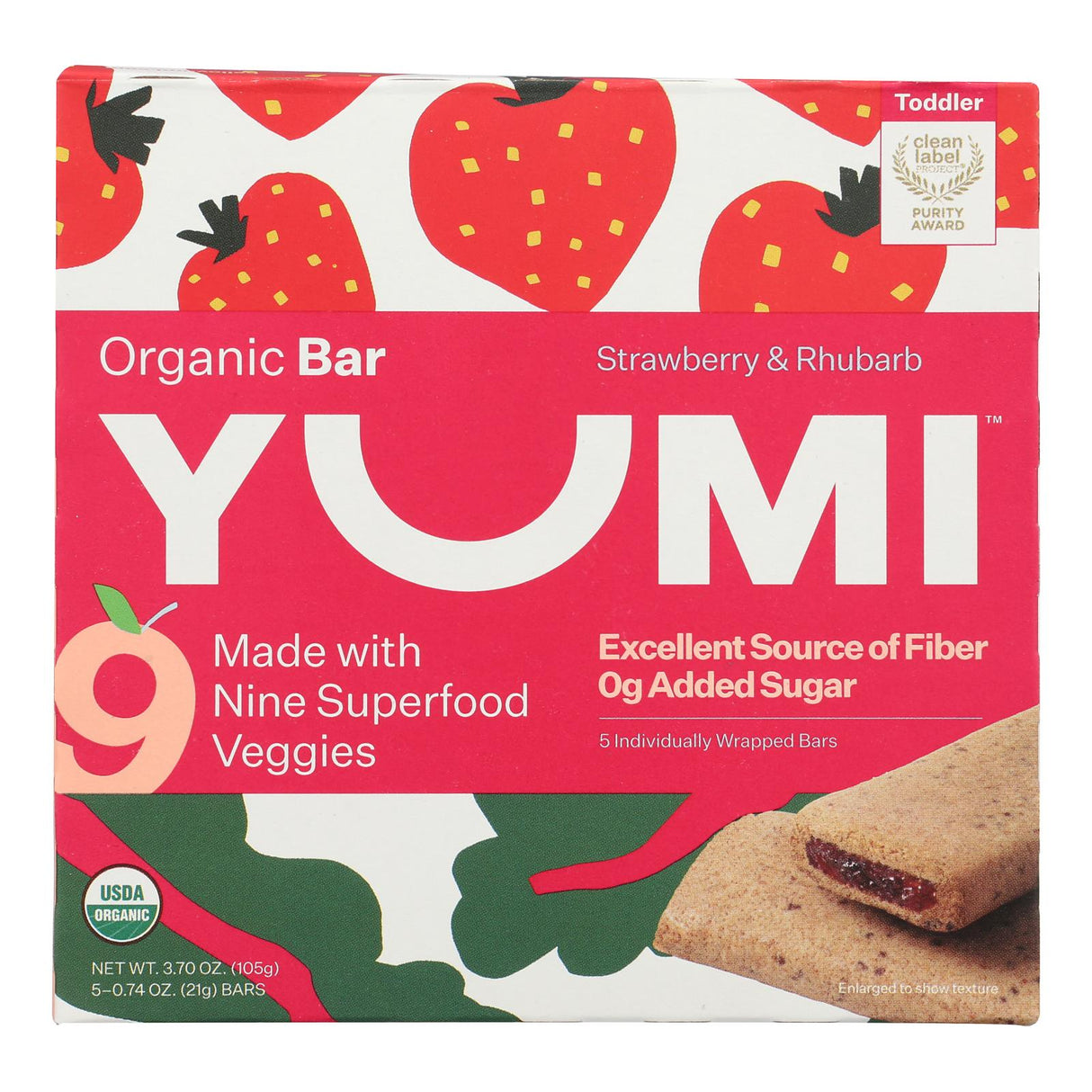 Yumi Bar Organic Strawberry Rhubarb - 3.7 oz - Single Bar