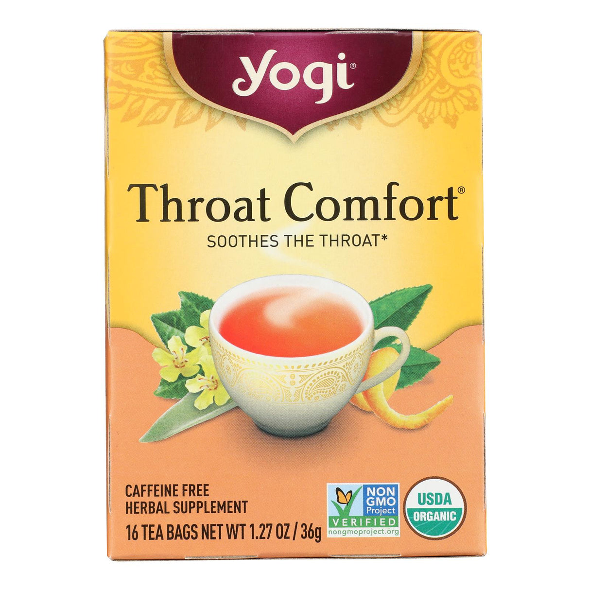 Yogi Throat Comfort Tea - Caffeine Free Herbal Tea Blend - 16 Tea Bags