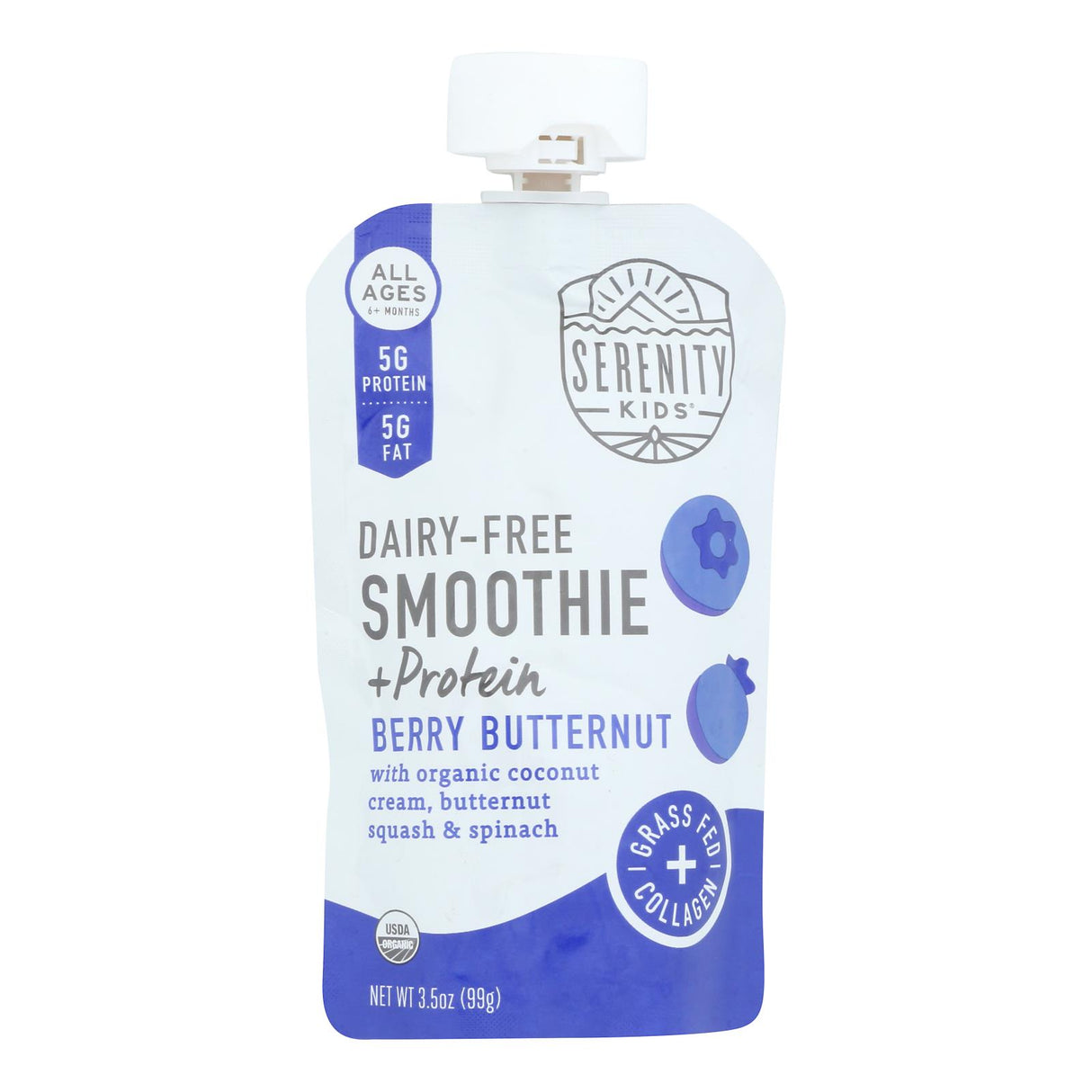 Serenity Kids Smoothie: Berry Butternut Squash Pouches 6-Pack | Organic Food