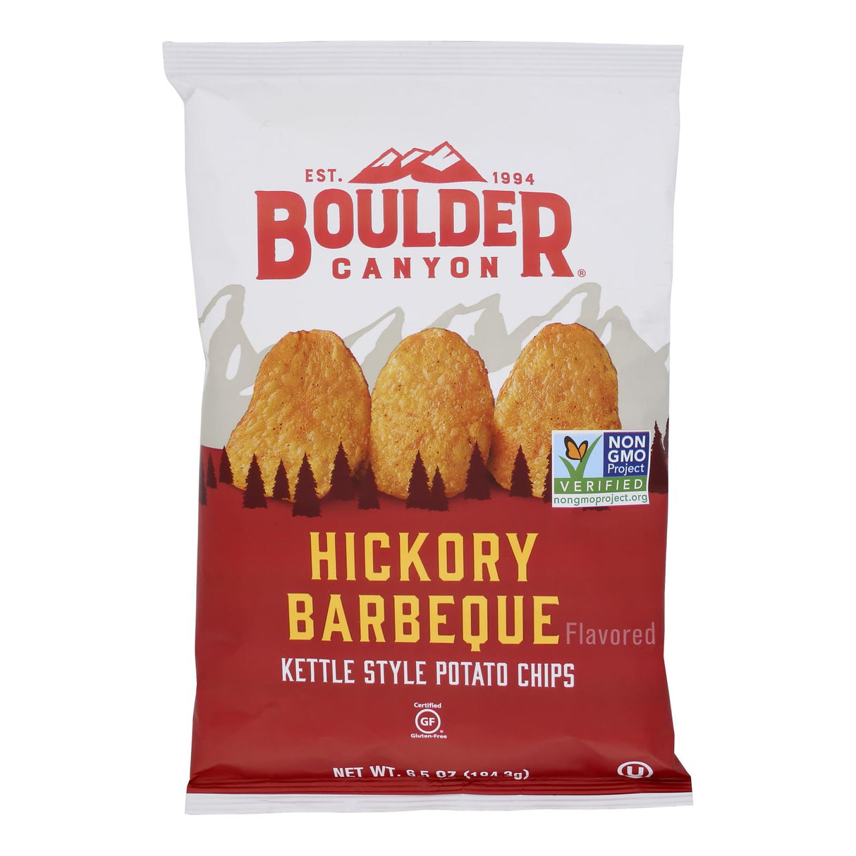 Boulder Canyon Kettle Chips - Hickory BBQ - 6.5 Oz - 12 Pack