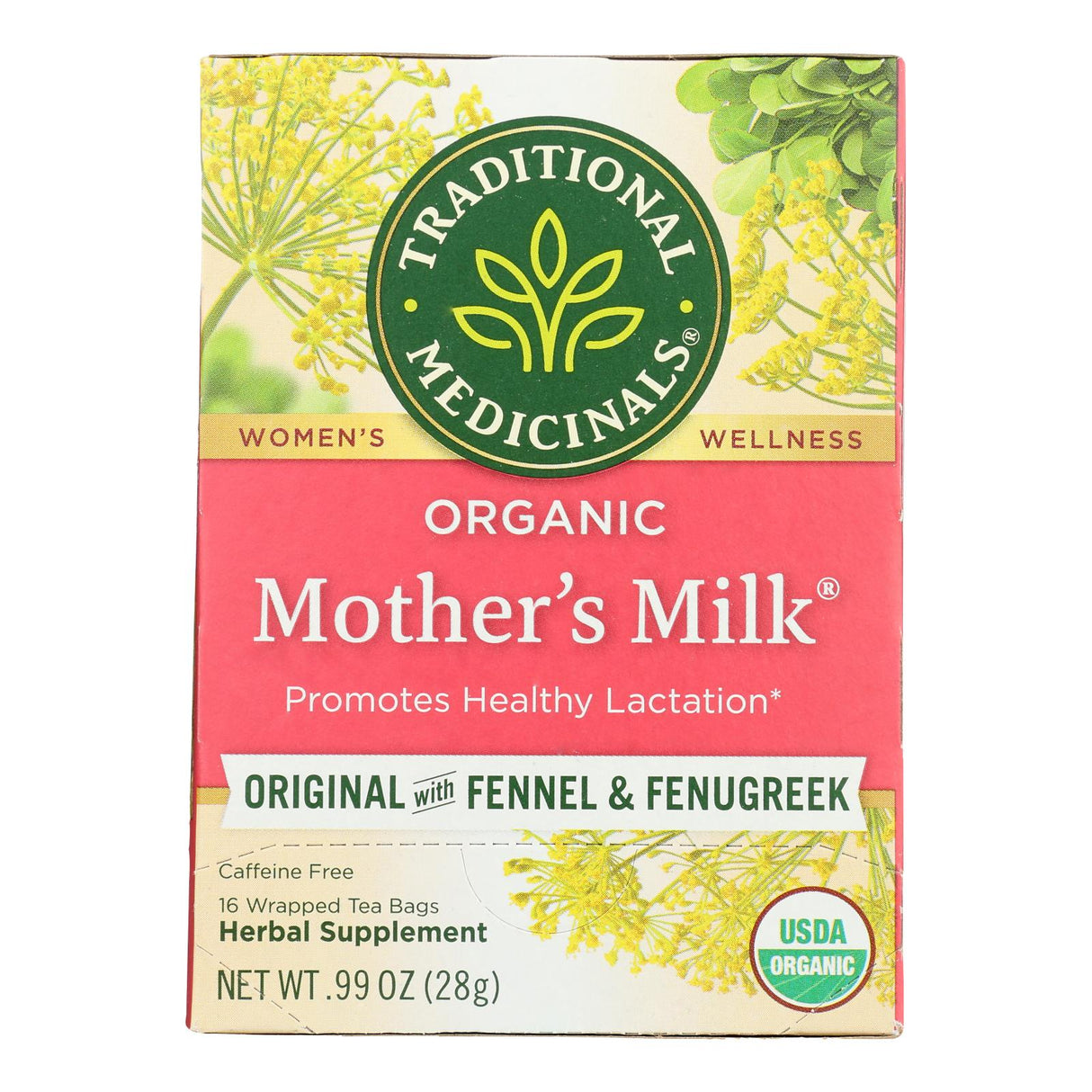 Traditional Medicinals Organic Mother's Milk Tea, Caffeine Free, 16 Bags - Lactation Support