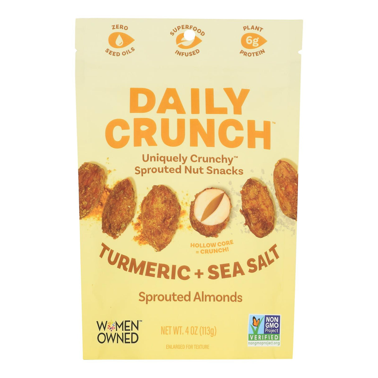 Daily Crunch Sprouted Almonds Turmeric Sea Salt - 4 oz Bags (6 Pack)