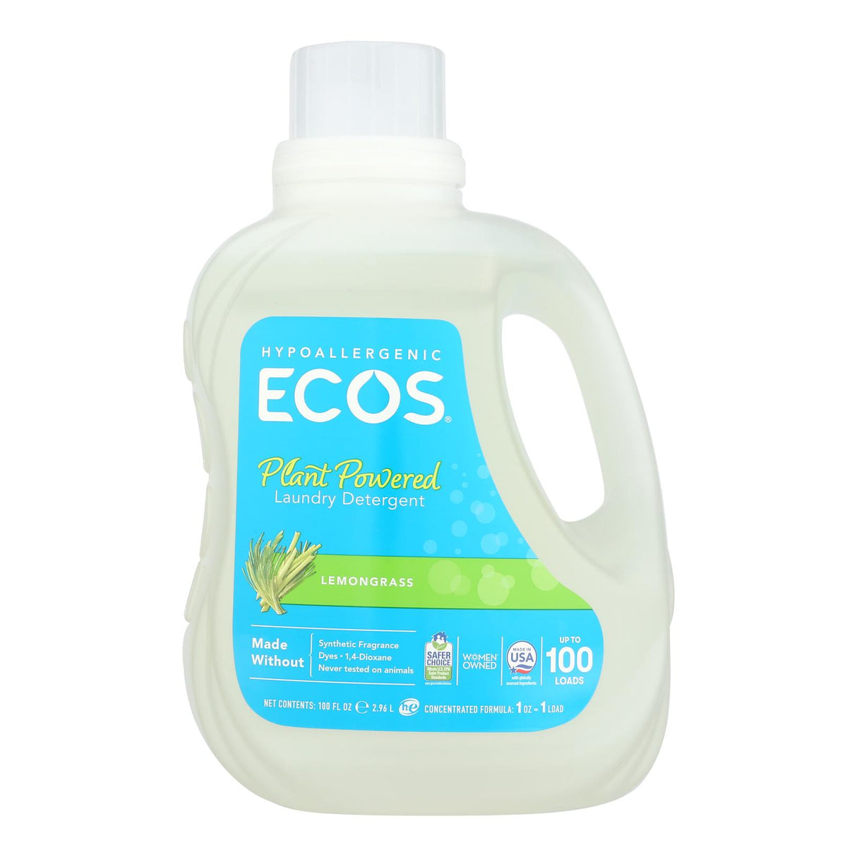 Earth Friendly Ecos Ultra 2x Lemongrass Laundry Detergent, 100 Fl Oz - Natural & Gentle