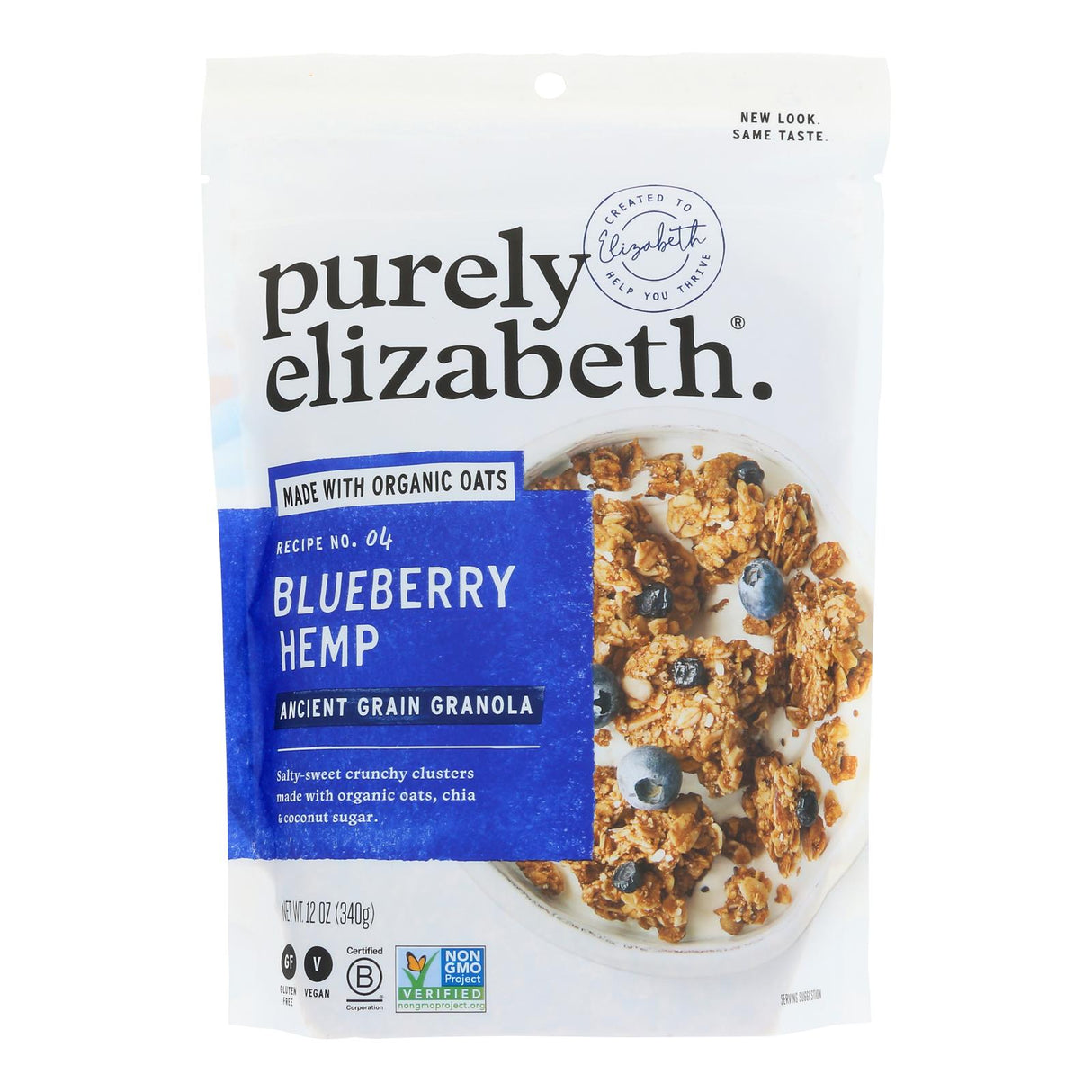 Purely Elizabeth Blueberry Hemp Granola, Organic Ancient Grain, 6 x 12 Oz.