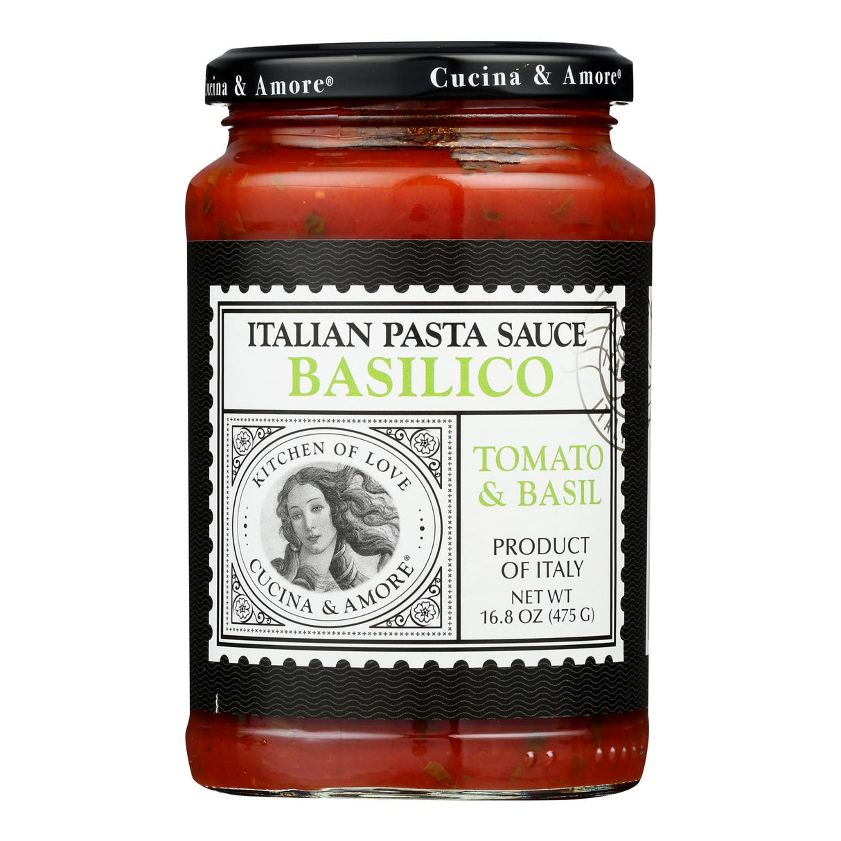 Cucina & Amore Basilico Pasta Sauce - Tomato, Basil & Garlic - 6 x 16.8 Oz - Italian Recipe