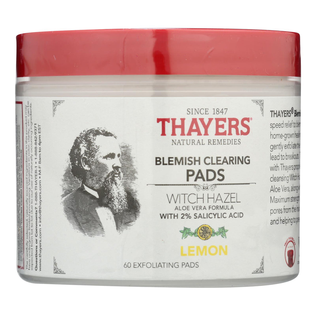 Thayers Blemish Clearing Pads - 60 Count - Witch Hazel & Salicylic Acid Acne Treatment