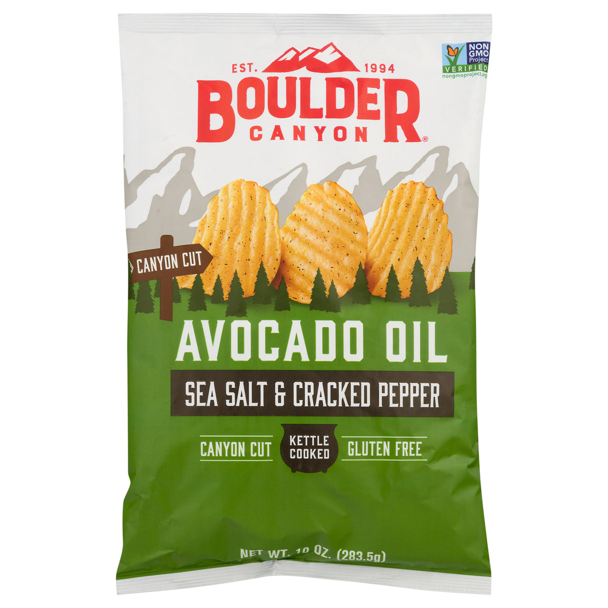 Boulder Canyon Potato Chips - Avocado Oil, Sea Salt & Cracked Pepper - 10 oz, 12-Count