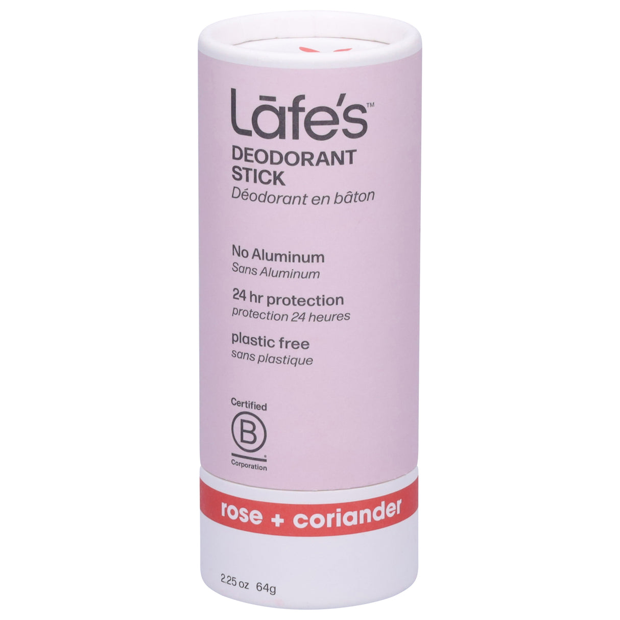 Lafe's Natural Body Care Rose & Coriander Natural Deodorant, Plastic-Free - 2.25 oz