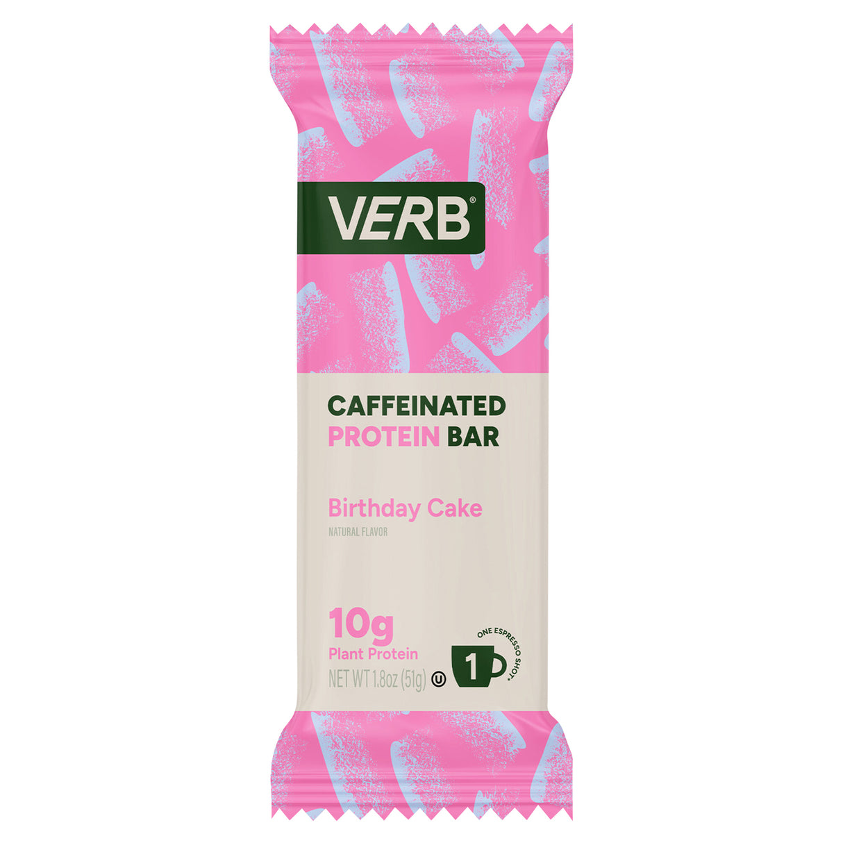 Verb Energy Birthday Cake Protein Bar with Caffeine - Pack of 12 (1.8 oz Bars)