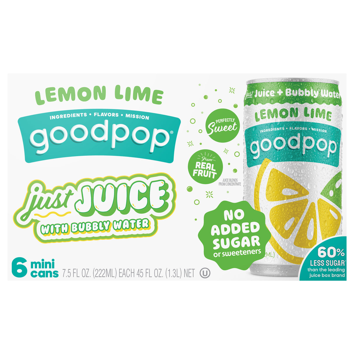 Goodpop Lemon Lime Sparkling Water: 24 | Refreshing & Delicious