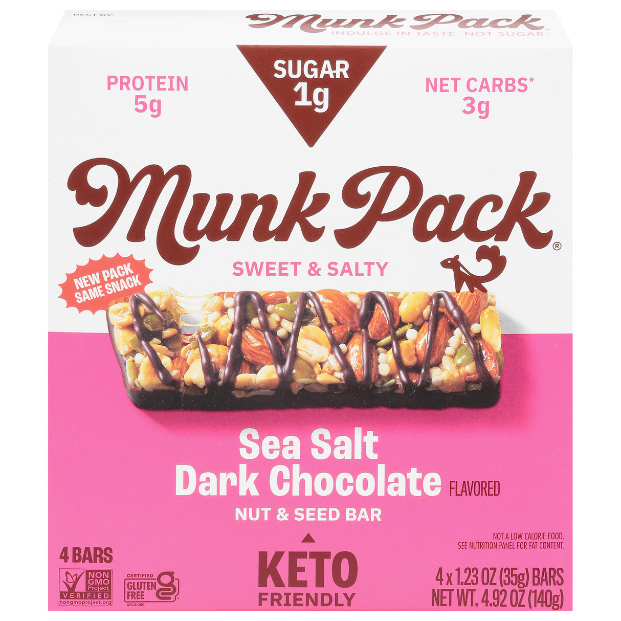 Munk Pack Keto Nut & Seed Bar, Sea Salt Dark Chocolate, 6 Bars - 1.23oz Each
