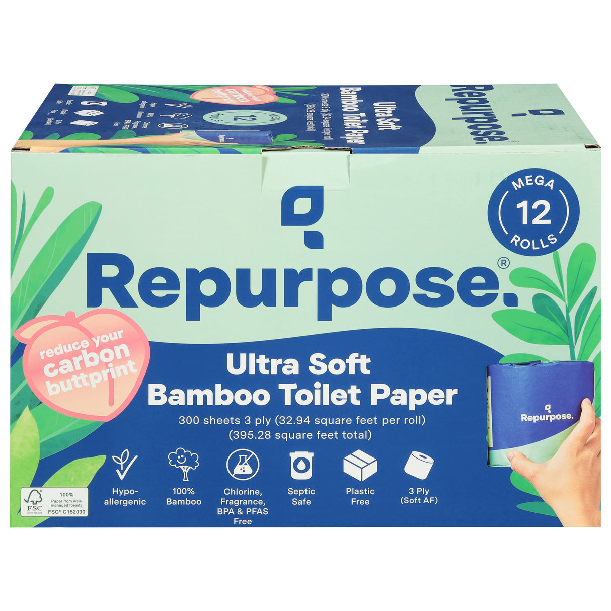 Repurpose Ultra Soft Bamboo Toilet Paper 48 Rolls | Eco-Friendly Bath Tissue