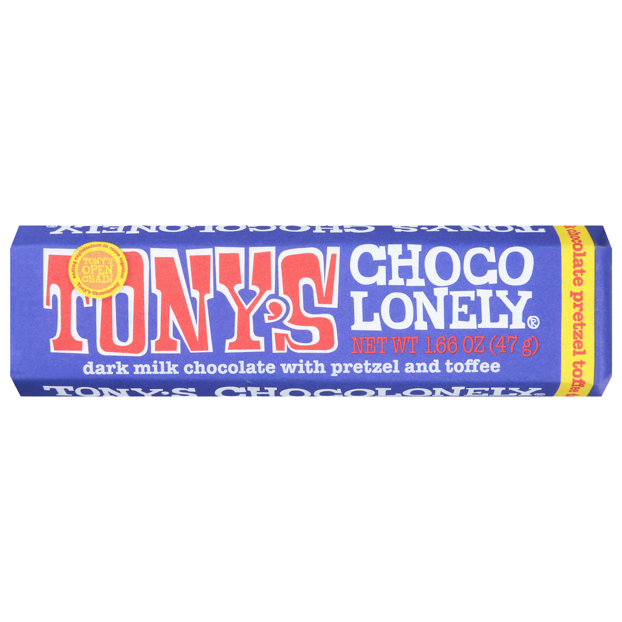 Tony's Chocolonely Dark Milk Chocolate Pretzel Toffee Bar | Case of 20