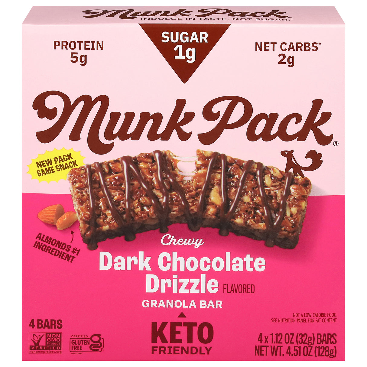 Munk Pack Keto Dark Chocolate Nut & Seed Bar, 6 Bars (4/1.12 oz Pouches)