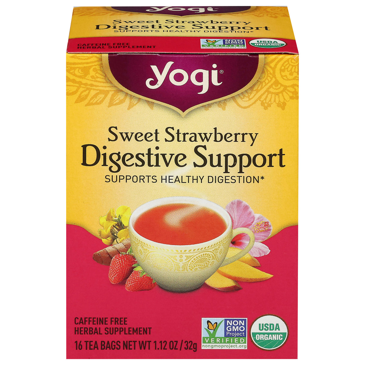 Yogi Tea Sweet Strawberry Digestive Tea, 96 Bags Total, Herbal Blend