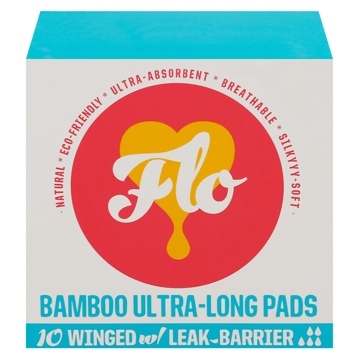 Flo Bamboo Overnight Pads: Ultra-Long with Wings (8-10). Heavy Flow Protection