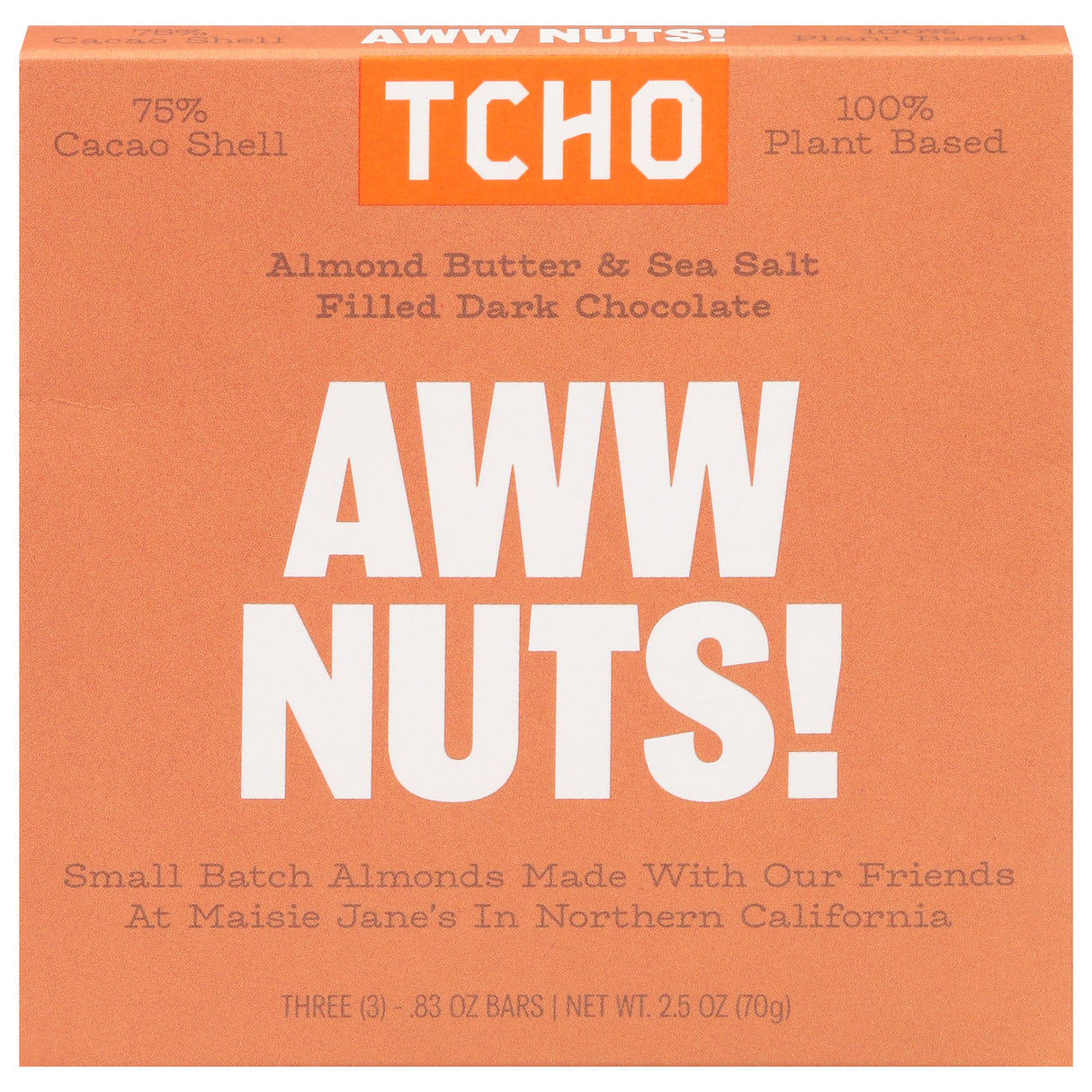 Tcho Chocolate Aww Nuts Organic Milk Chocolate Bar - (Pack of 10) 2.5 oz