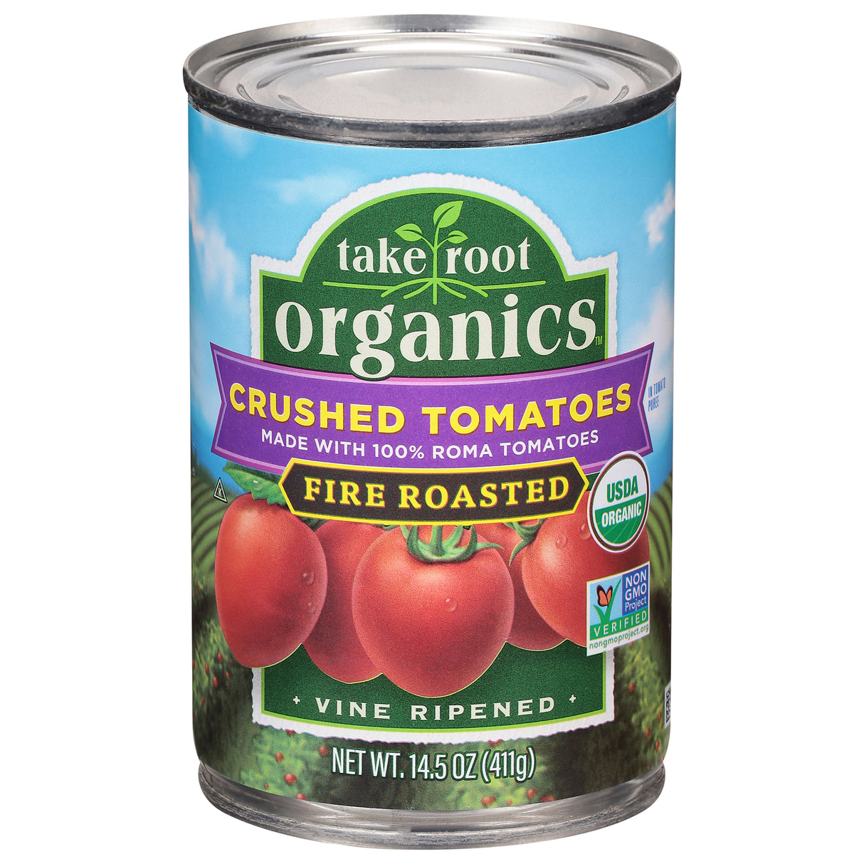 Take Root Organics Tom Og2 Crushed Tomatoes - Fire Roasted Flavor, 12-14.5 oz