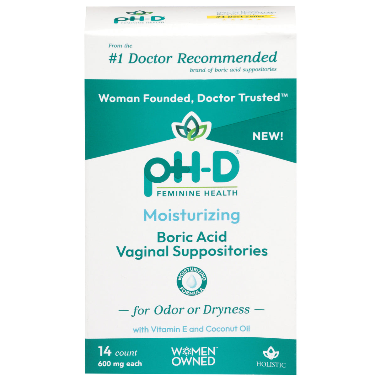pH-D Feminine Health Boric Acid Moisturizing Suppositories - 14 Count