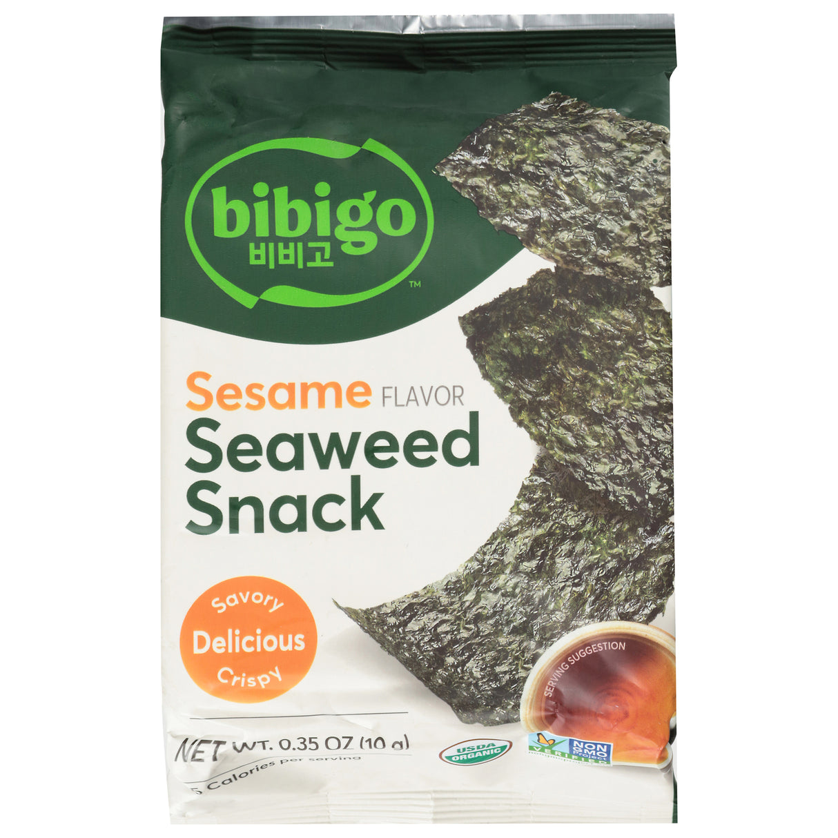 Bibigo Seaweed Snack: Sesame Flavor, 12 x 0.35 oz Packs