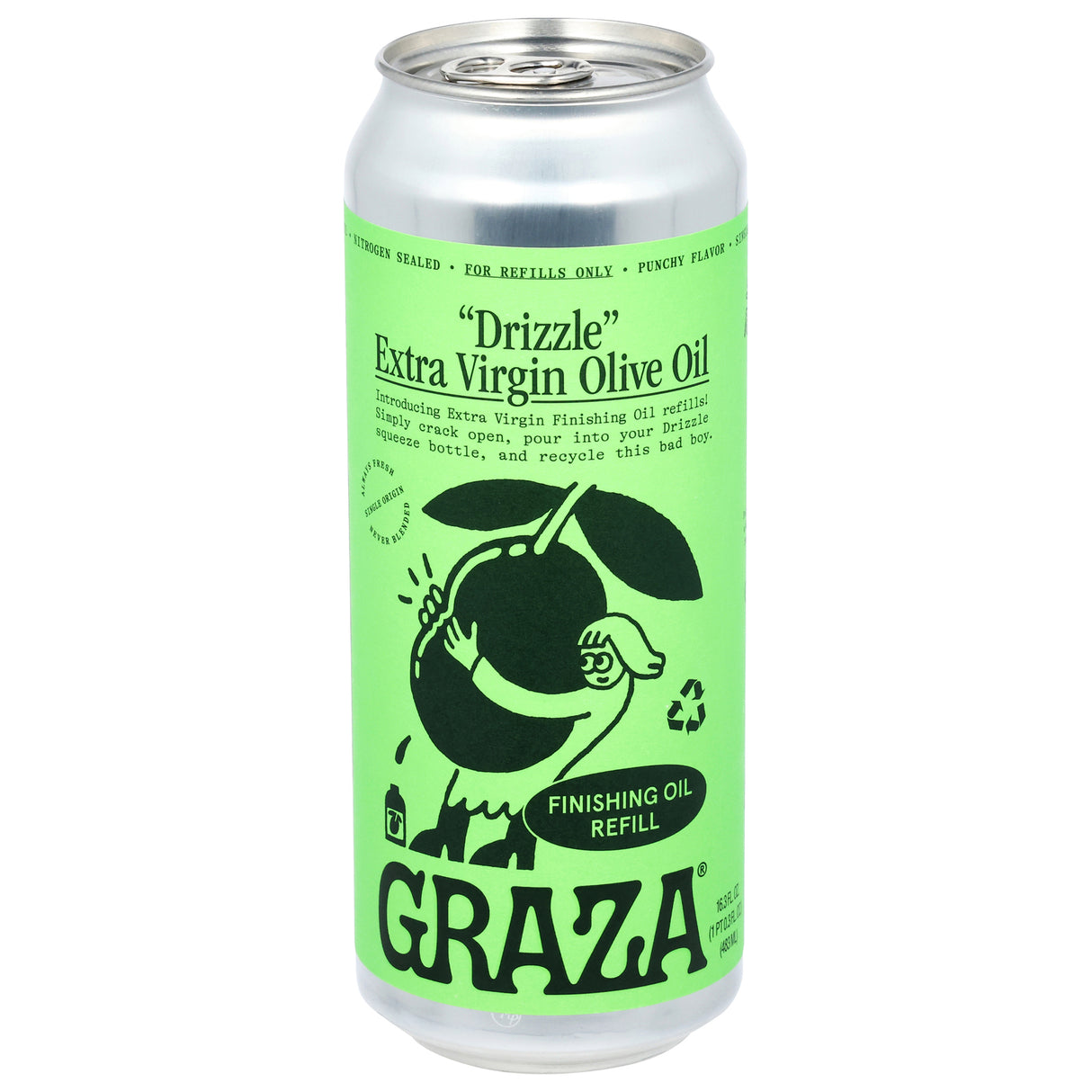 Graza EVOO Drizzle Refill (Pack of 6) - 16.3 fl oz - Premium Extra Virgin Olive Oil