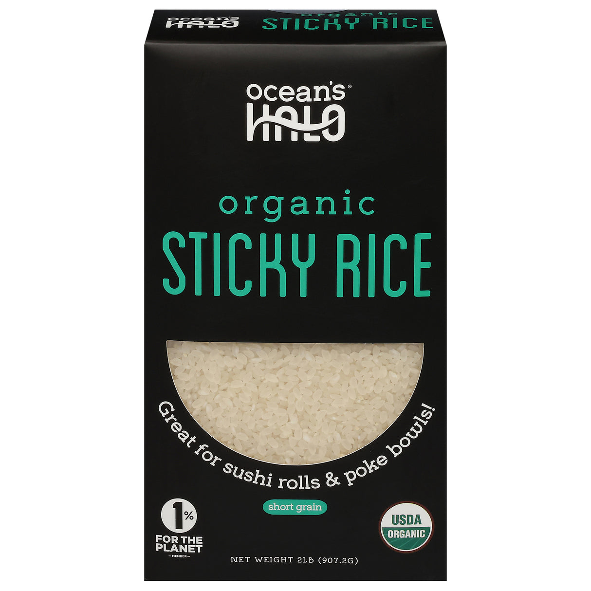 Ocean's Halo Organic Green Rice, Short Grain Sticky Rice 5x32oz Bags
