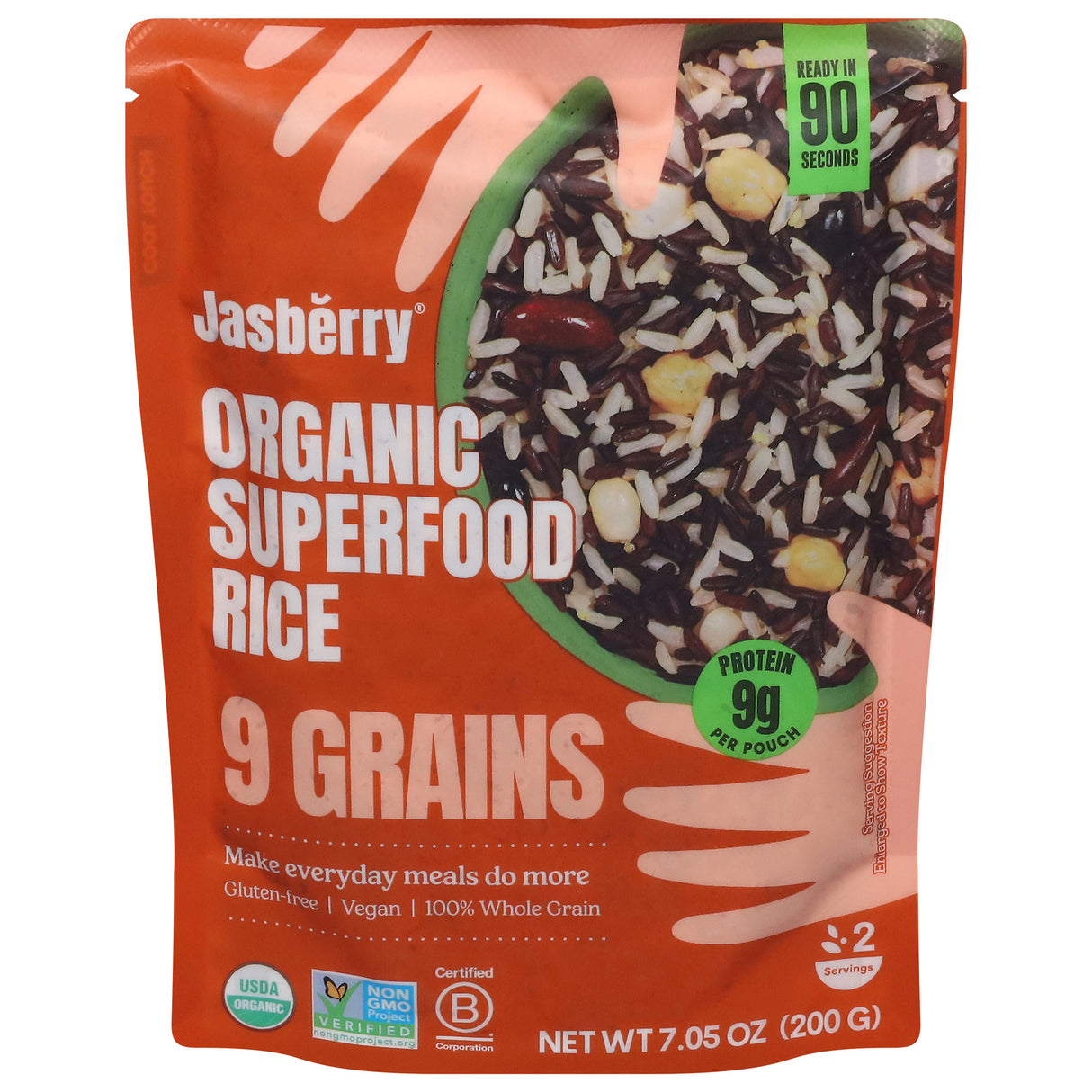 Jasberry Organic Sprouted Rice 9 Grains, 6 pk - Healthy & Delicious! 7.05 oz