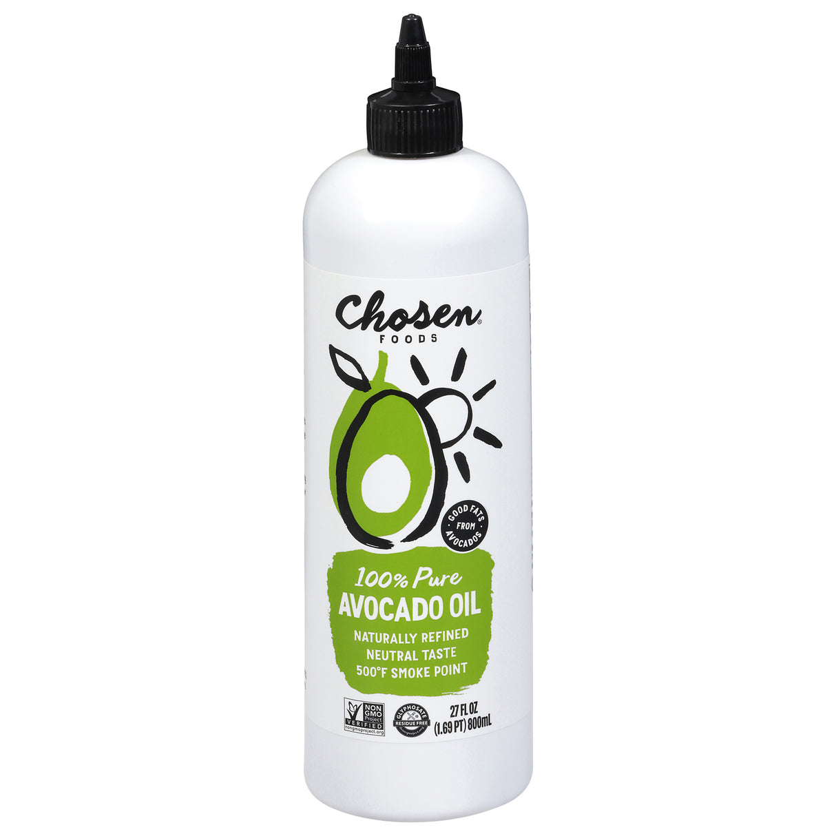 Chosen Foods Avocado Oil 800mL 6-Pack Squeeze Bottle | Cooking & Baking