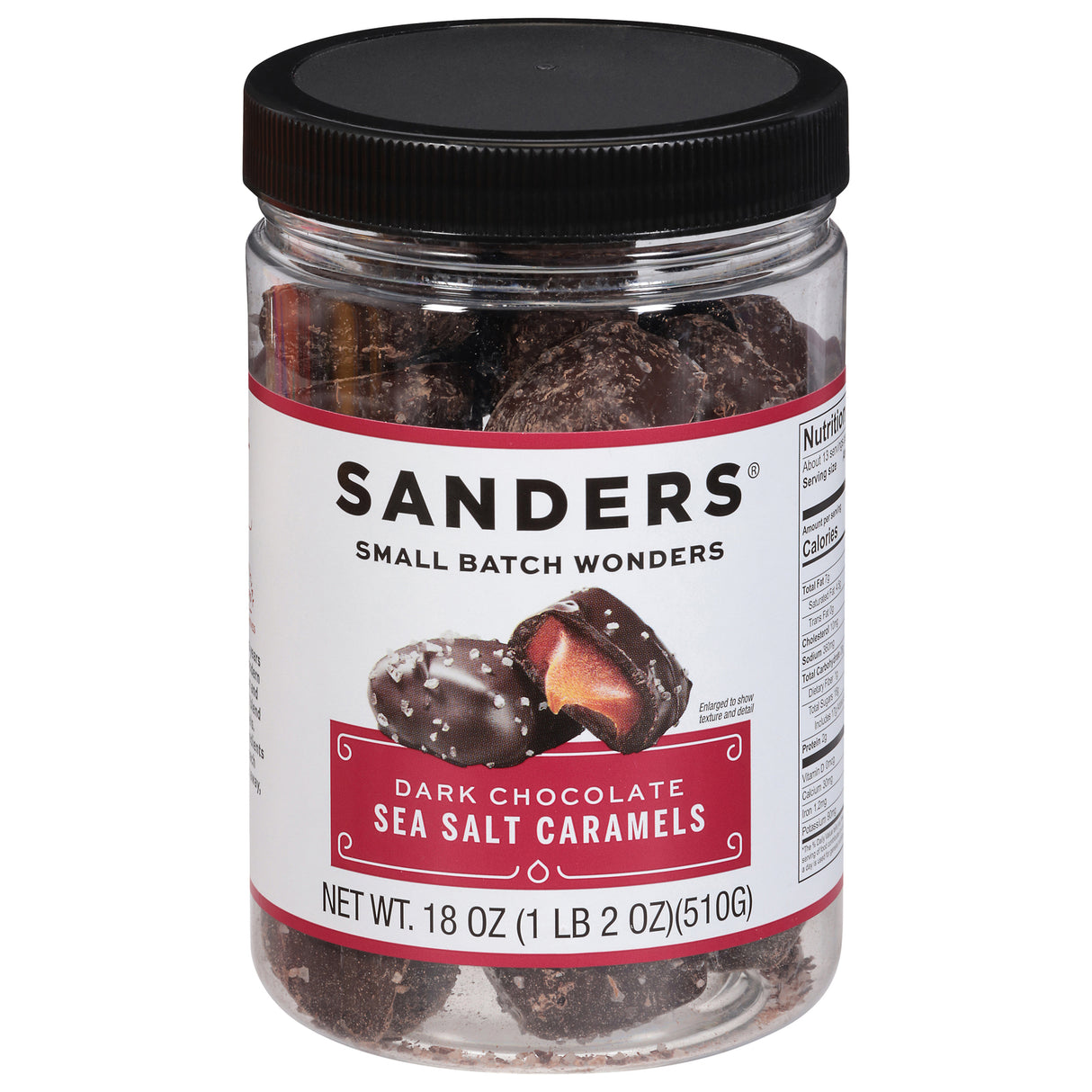 Sanders Dark Chocolate Sea Salt Caramels 18oz 6 Count | Gourmet Candy