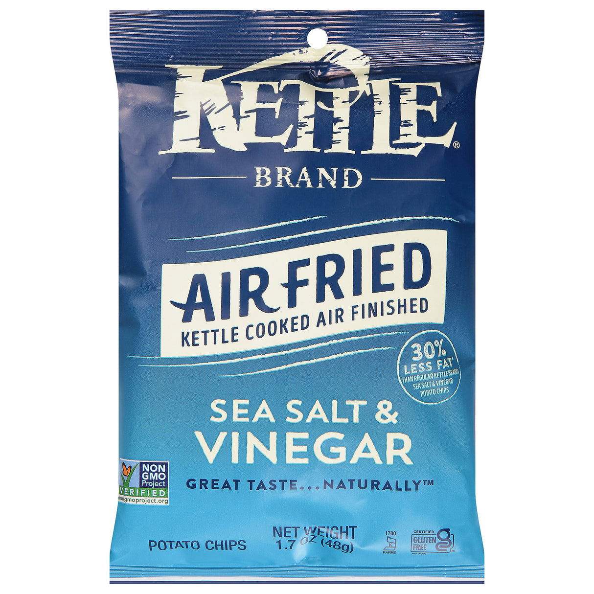 Kettle Brand Air Fried Potato Chips, Sea Salt & Vinegar, 1.7 oz Bags (Pack of 24)