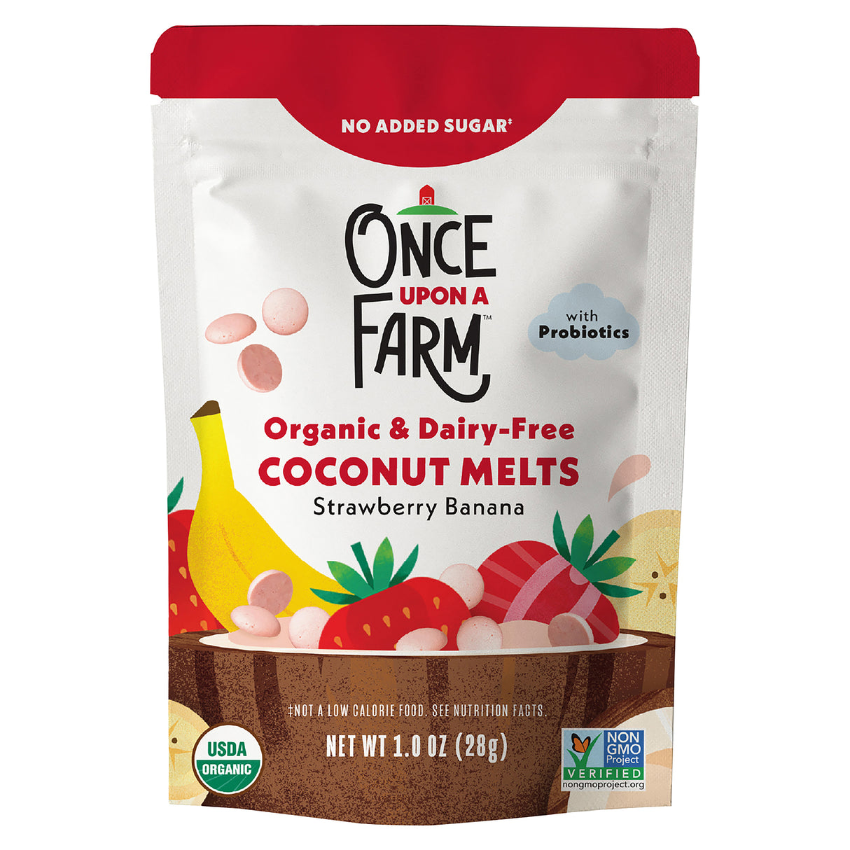 Once Upon A Farm - Organic Coconut Cream Fruit Melts with Strawberries & Bananas - Pack of 8 (1 oz Pouches)