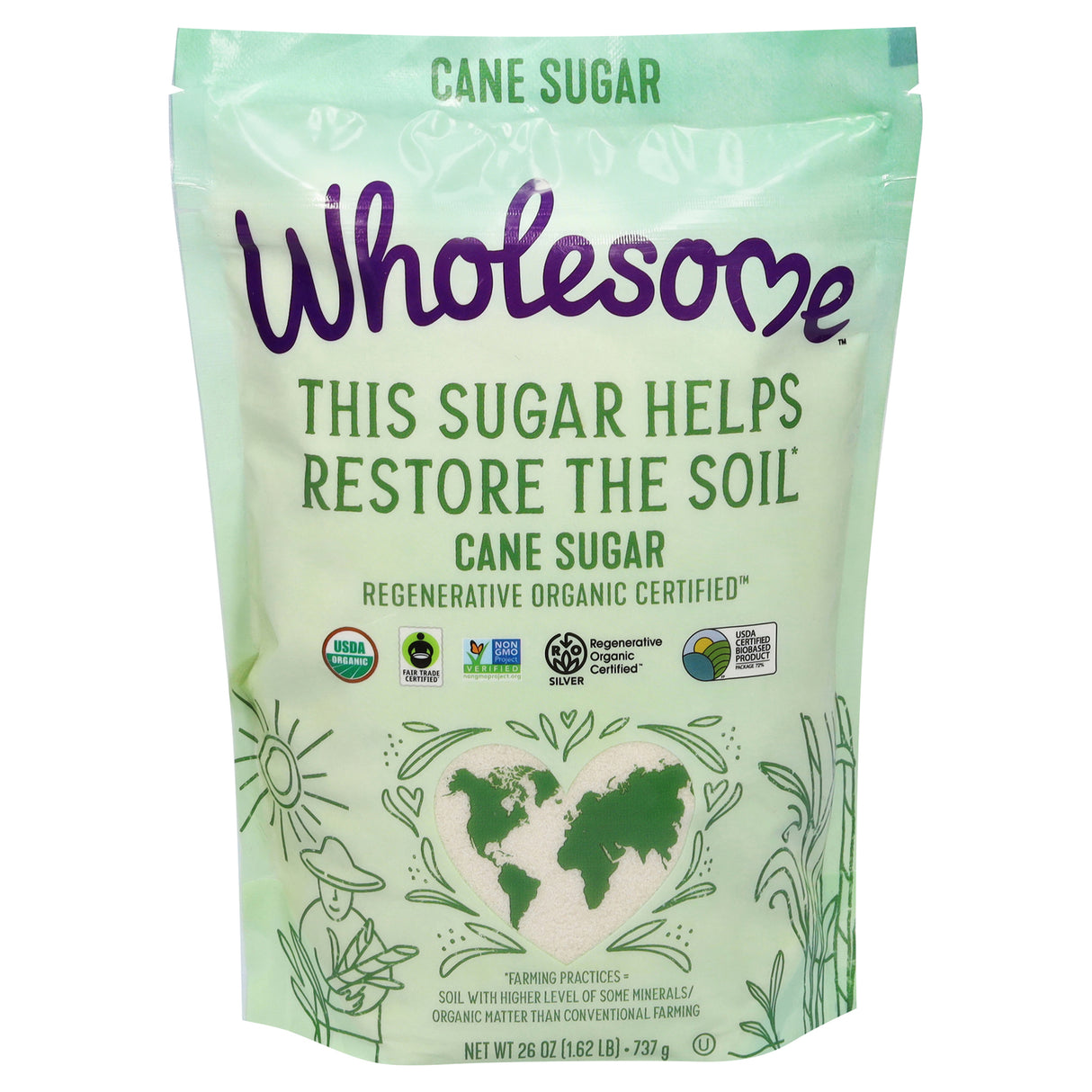 Wholesome Organic Sugar 26oz (12-Pack Case) - Regenerative Cane Sugar