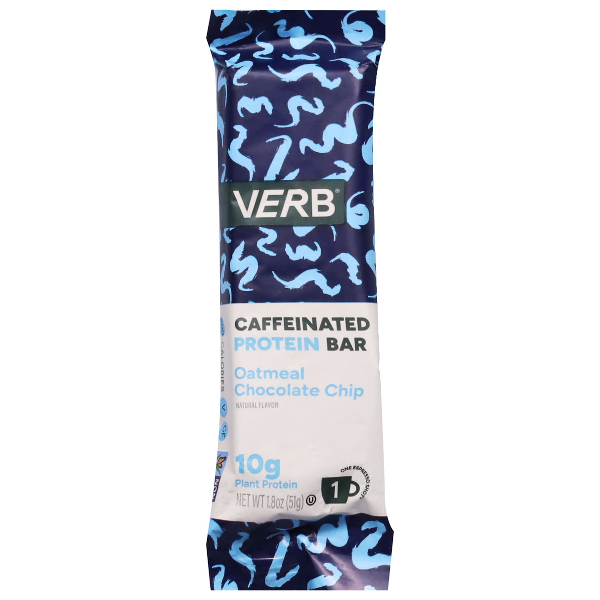 Verb Energy: Chocolate Chip Oatmeal Protein Bar | 12 Count | Caffeinated Boost
