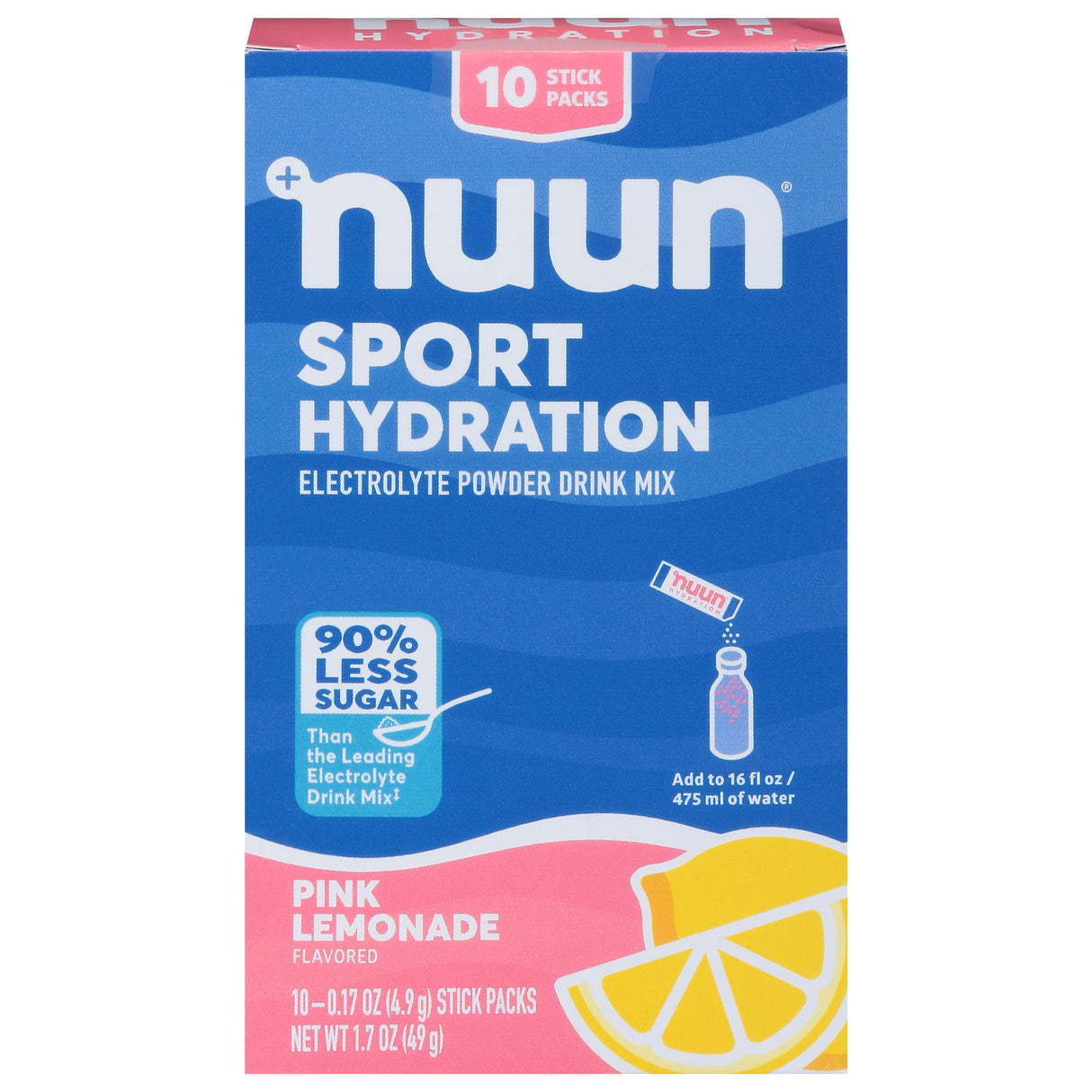 Nuun Hydration Drink Mix Pink Lemonade - 10- 0.17 oz Packets - Electrolyte Powder
