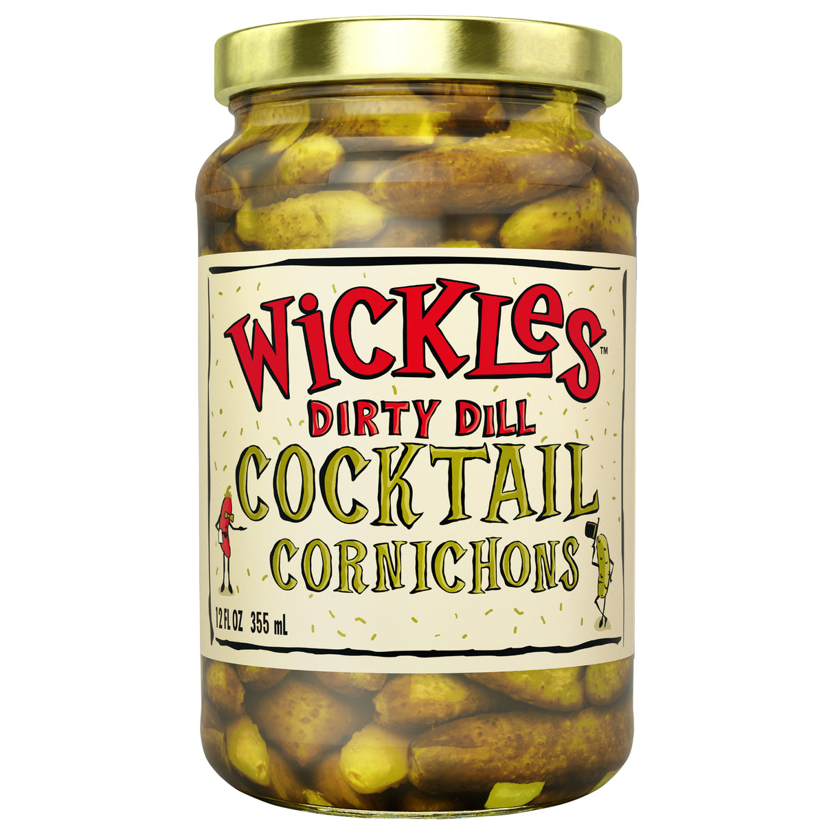 Wickles Dirty Dill Cornichons - 6 x 12 oz - Crunchy Pickled Delight