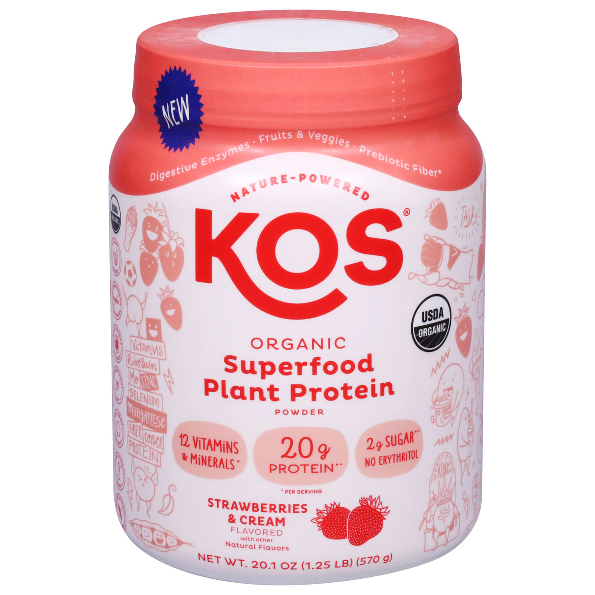 Kos Plant Protein Organic Strawberries & Cream - 20.1 oz